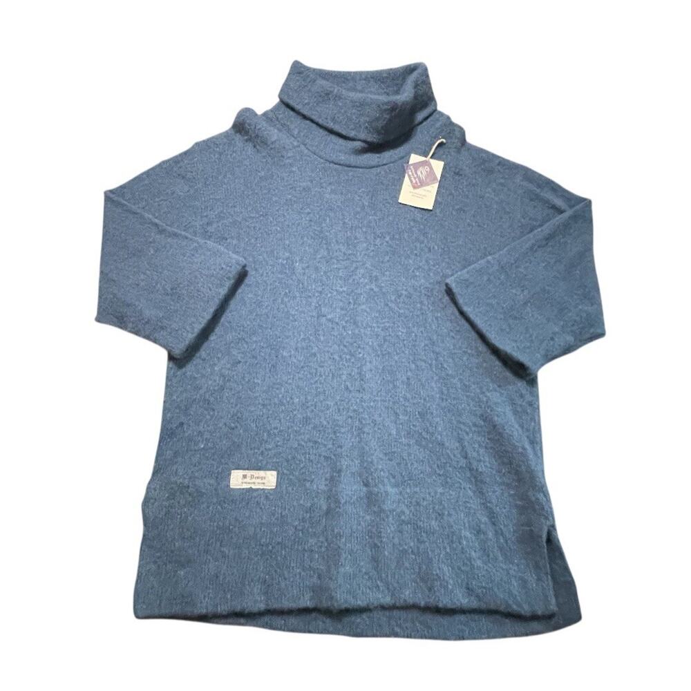 NWT M Design Sweater Womens XL Teal Icelandic Wool Pure Sheep Wool Knit Oversize